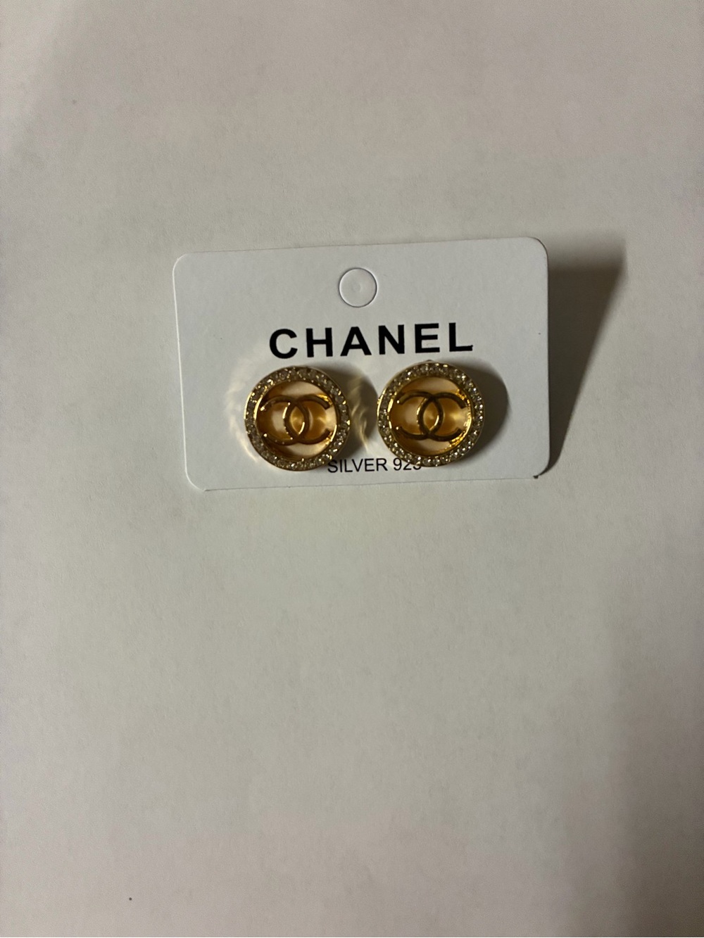 18K Gold Plated Rhinestone Double C Stud Earrings | Silver 925